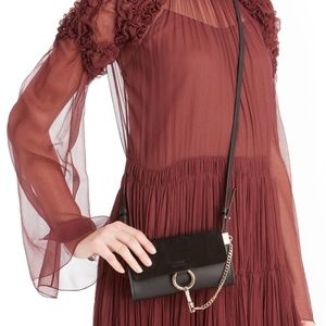 Chloe Faye Mini Leather Wallet Shoulder Bag Auth